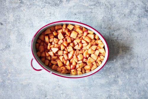 Pink lady apple crumble filling step